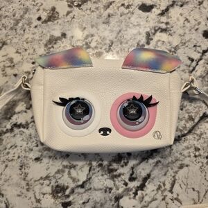 Charming White Kids Bag with Rainbow Ears